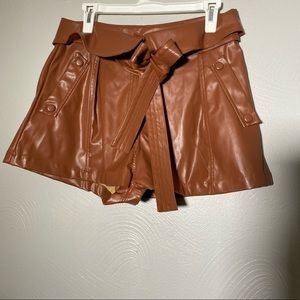 SHEIN | Brown Faux Leather Shorts